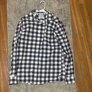 Men's Blue and White Checkered Shirt